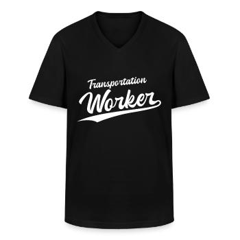 Retro Swoosh Job - Transportation Worker - Men's V-Neck T-Shirt - black - Front - AI Model Male 178 dark (178cm)