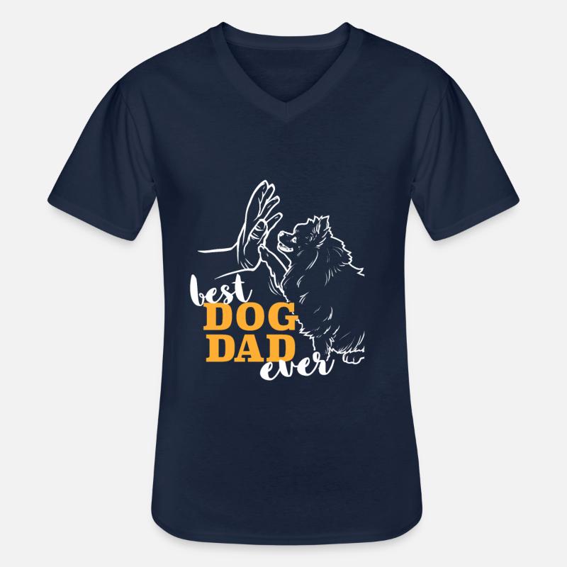 Bester Pomeranian Papa - Männer-T-Shirt mit V-Ausschnitt - Navy