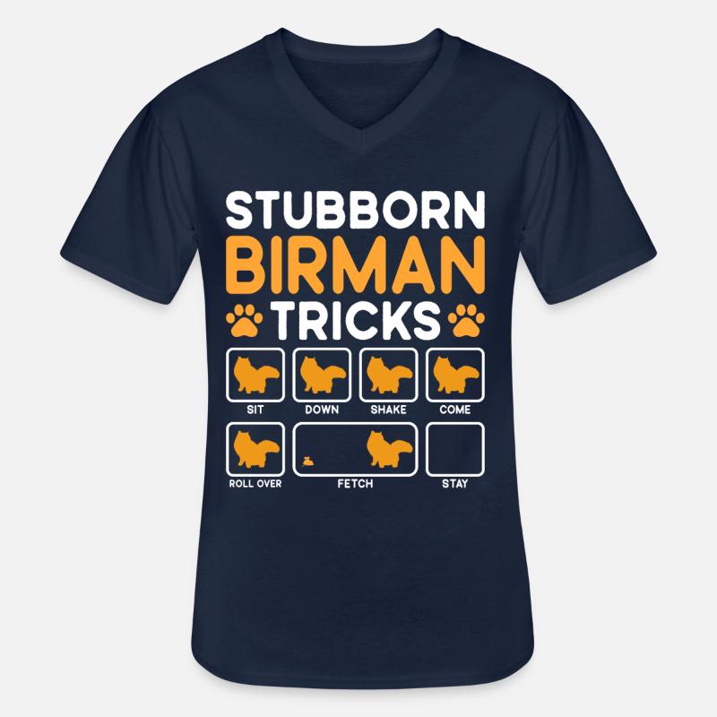 Stubborn Tricks Birman Cat - Männer-T-Shirt mit V-Ausschnitt - Navy