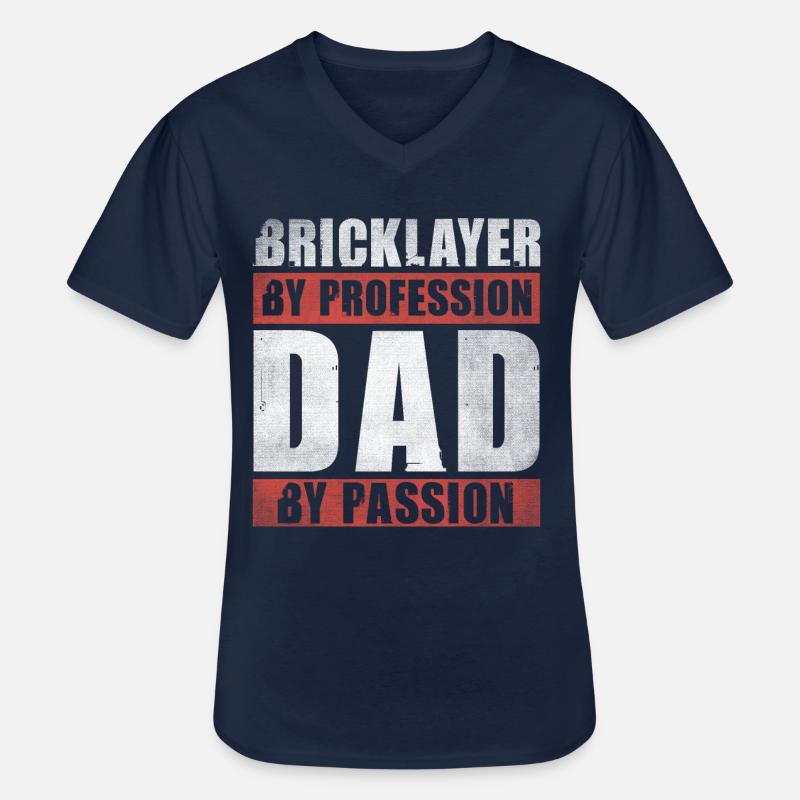 Dad By Passion Profession Bricklayer - Männer-T-Shirt mit V-Ausschnitt - Navy