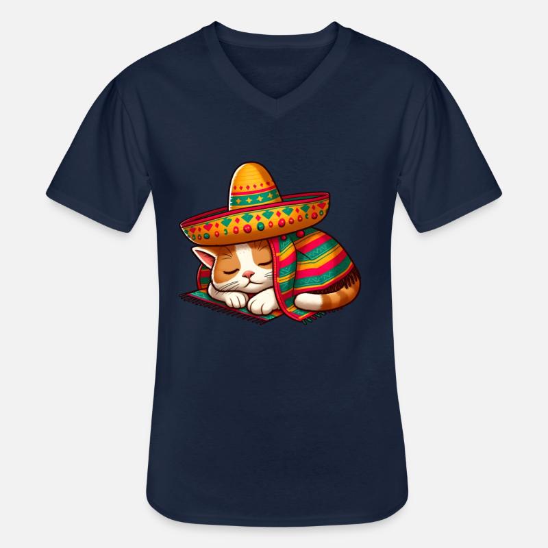 cinco de mayo katze - Männer-T-Shirt mit V-Ausschnitt - Navy