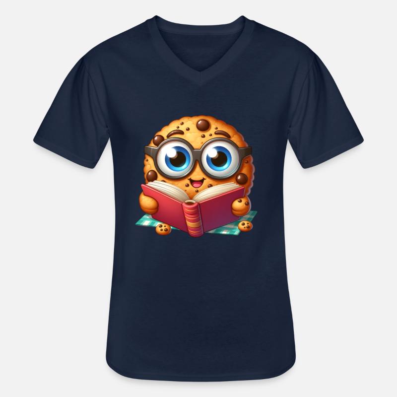 Cookie liest Buch - Männer-T-Shirt mit V-Ausschnitt - Navy