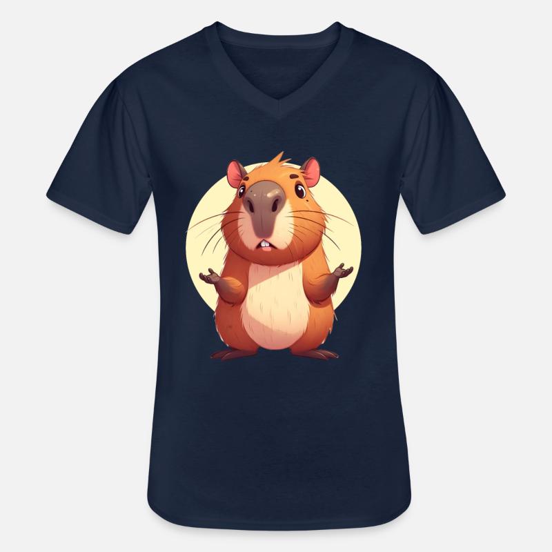 Verwirrte Capybara - Männer-T-Shirt mit V-Ausschnitt - Navy