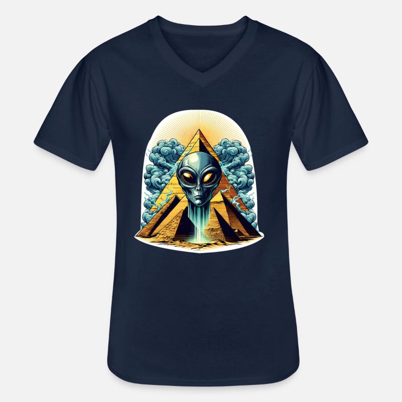 Alienkopf in Pyramide - Männer-T-Shirt mit V-Ausschnitt - Navy
