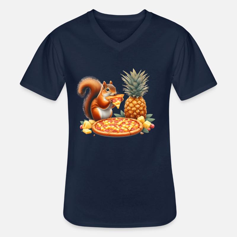 Eichhörnchen genießt Pizza - Männer-T-Shirt mit V-Ausschnitt - Navy