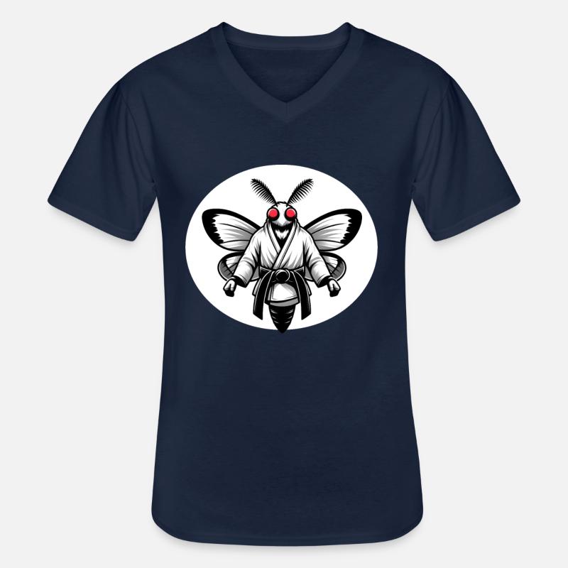 Karate-Motte mit schwarzem Gurt - Männer-T-Shirt mit V-Ausschnitt - Navy