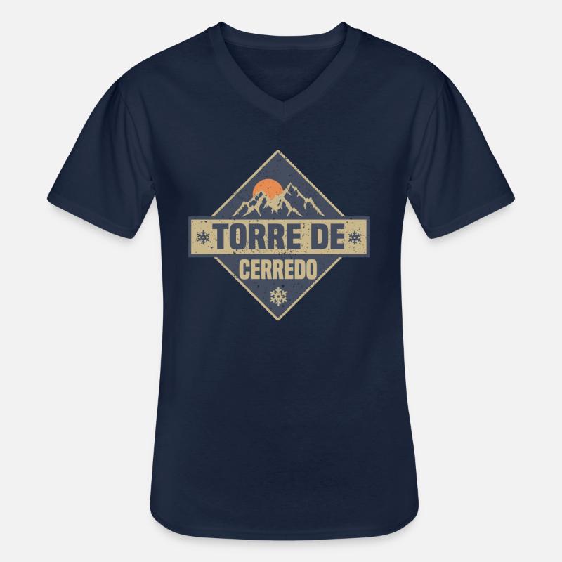 Torre de Cerredo - Männer-T-Shirt mit V-Ausschnitt - Navy