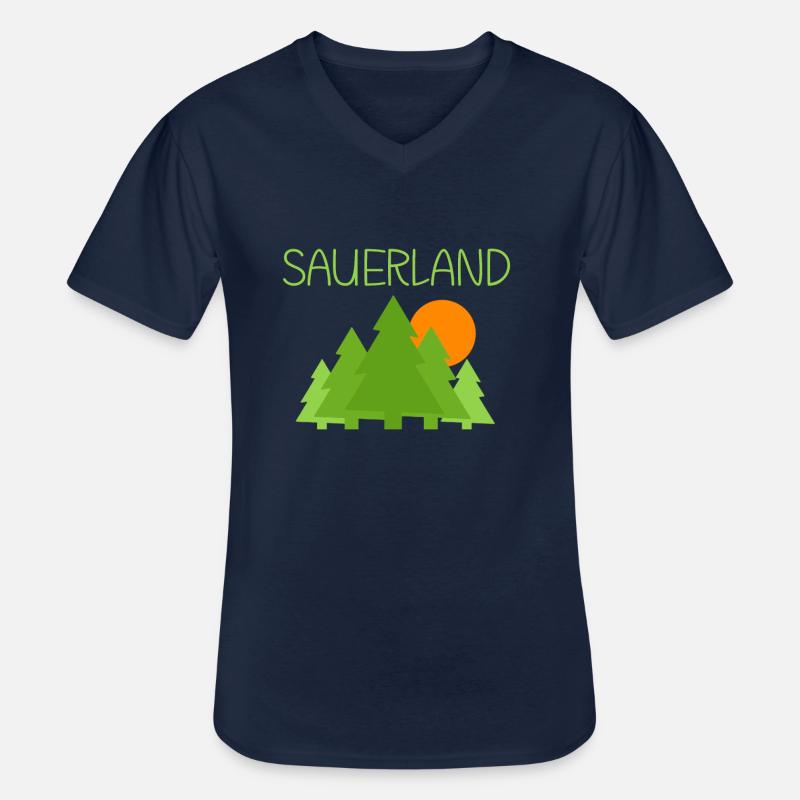 Sauerland - Männer-T-Shirt mit V-Ausschnitt - Navy