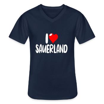 Sauerland - Männer-T-Shirt mit V-Ausschnitt - Navy - Vorne - AI Model Male 178 dark (178cm)