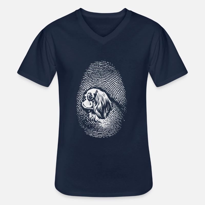 Spaniel Fingerprint Creative Spaniel - Men's V-Neck T-Shirt - navy