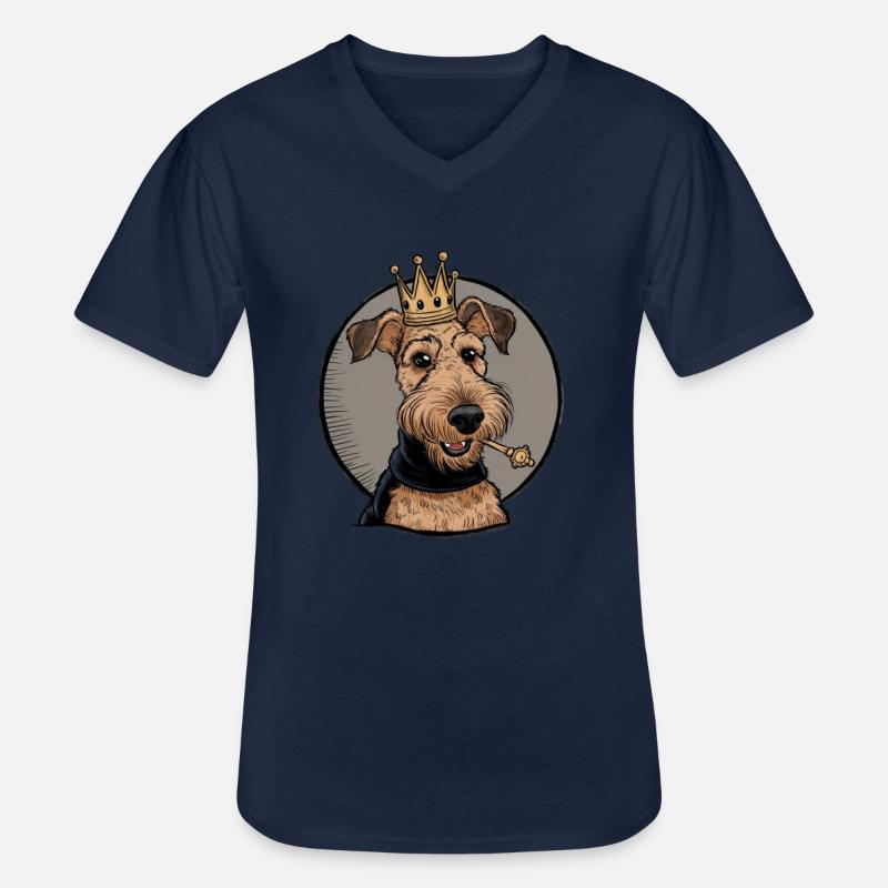 Airedale Terrier - Männer-T-Shirt mit V-Ausschnitt - Navy