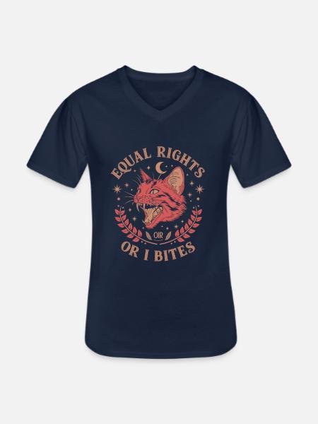 Lika Rättigheter Eller Jag Biter Feminist - T-shirt med V-ringning herr - marinblå