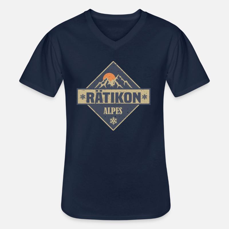 Rätikon - Männer-T-Shirt mit V-Ausschnitt - Navy