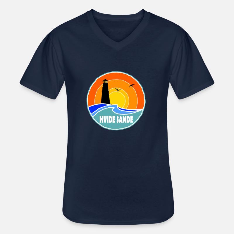 Hvide Sande Leuchtturm Dänemark - Männer-T-Shirt mit V-Ausschnitt - Navy