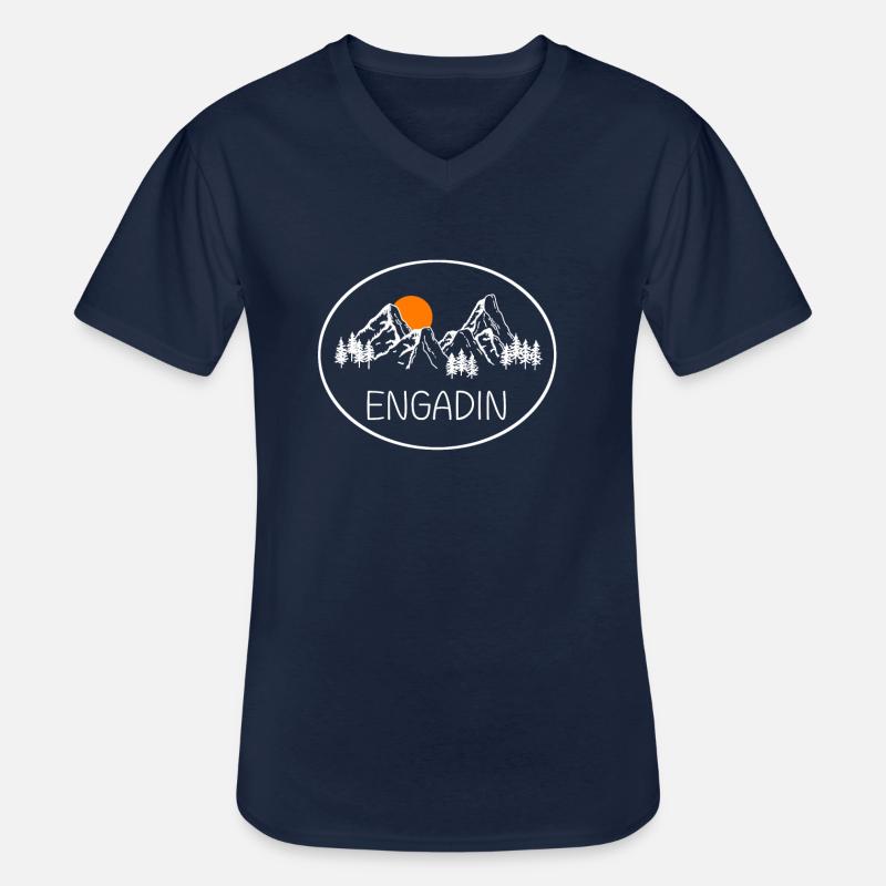 Engadin - Männer-T-Shirt mit V-Ausschnitt - Navy