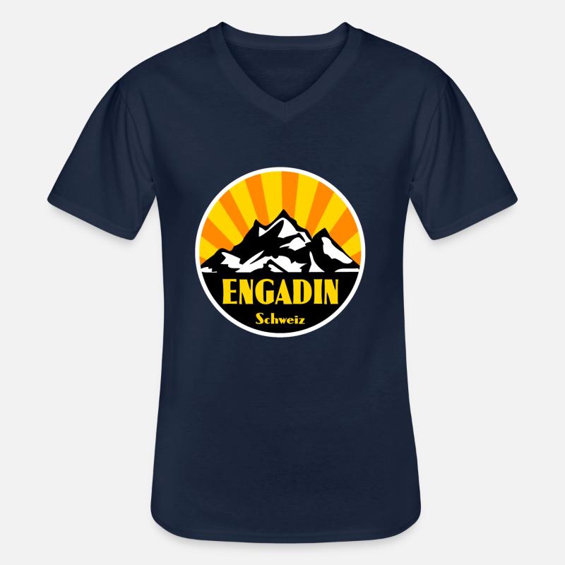 Engadin - Männer-T-Shirt mit V-Ausschnitt - Navy