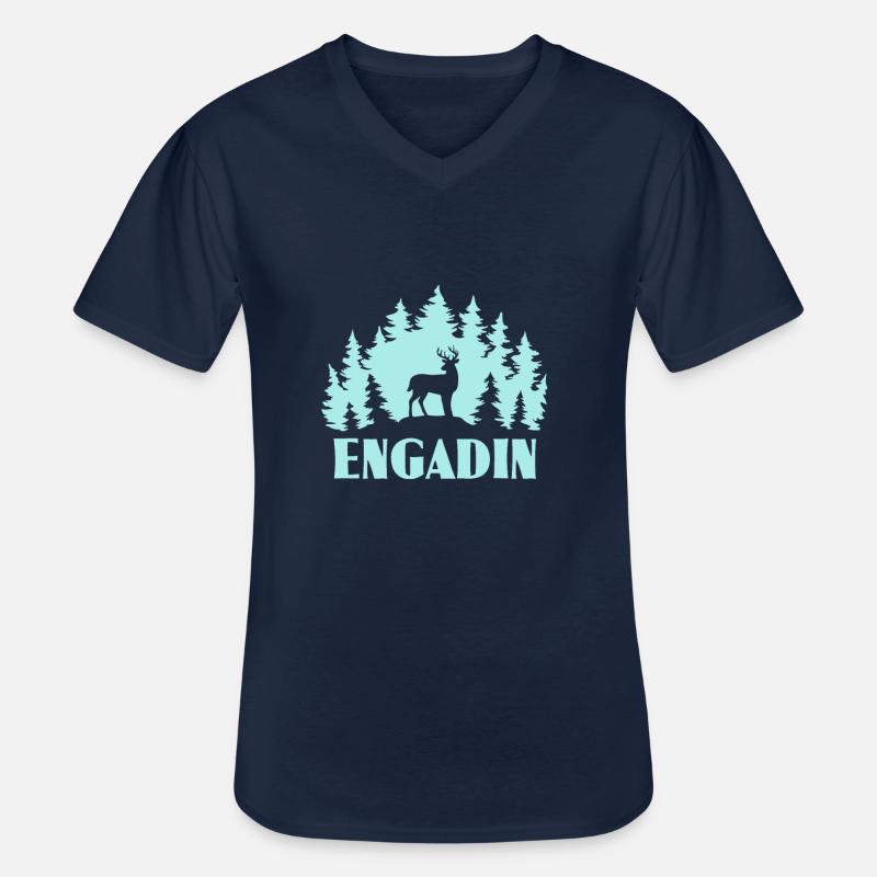 Engadin - Männer-T-Shirt mit V-Ausschnitt - Navy