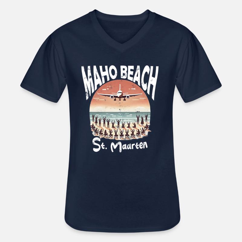 Maho Beach St. Maarten - Männer-T-Shirt mit V-Ausschnitt - Navy