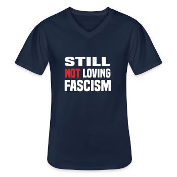 still not loving fascism - Männer-T-Shirt mit V-Ausschnitt - Navy - Vorne - AI Model Male 178 dark (178cm)