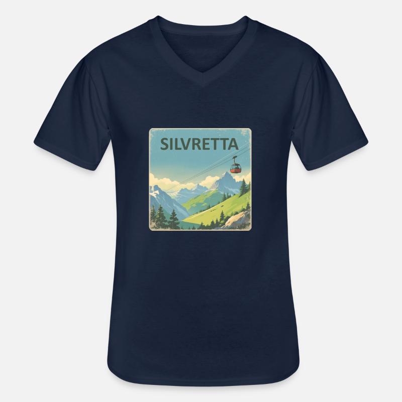 Silvretta - Männer-T-Shirt mit V-Ausschnitt - Navy