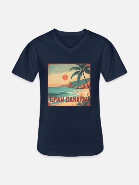 Gran Canaria - Männer-T-Shirt mit V-Ausschnitt - Navy
