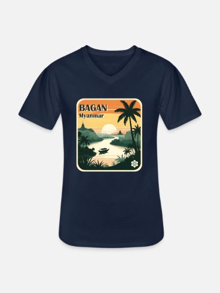 Bagan, Myanmar - Men's V-Neck T-Shirt - navy
