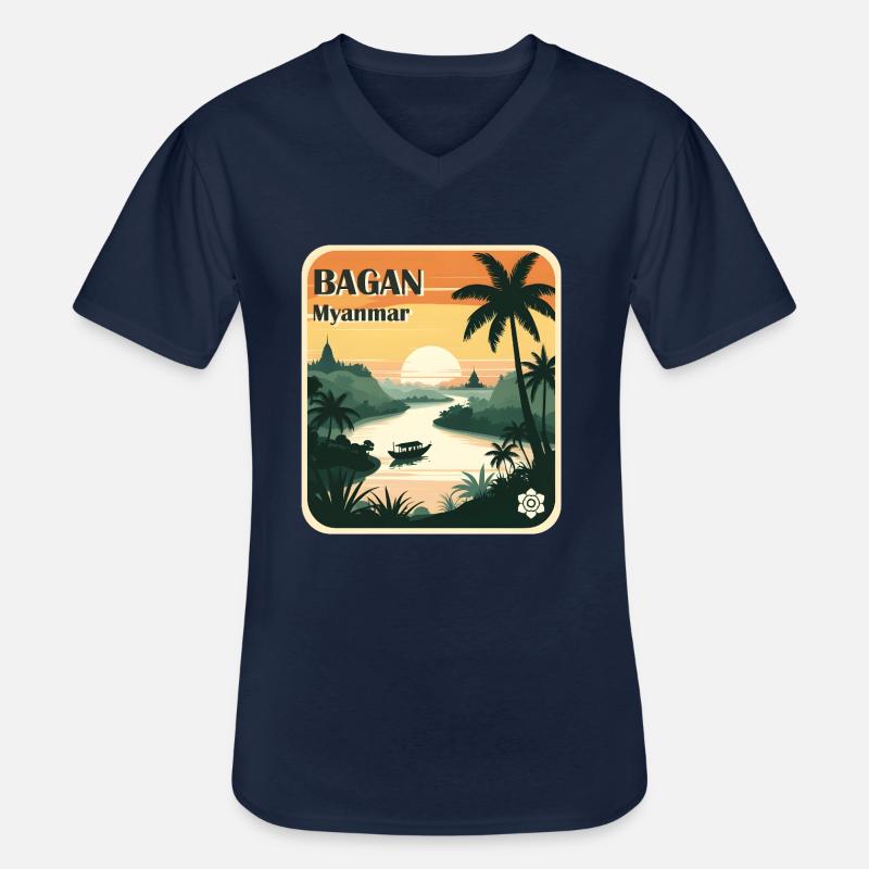 Bagan Myanmar - Männer-T-Shirt mit V-Ausschnitt - Navy