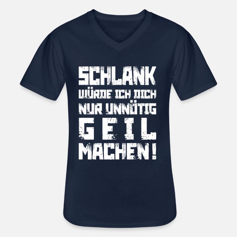 Schlank? Unnötig geil - Männer-T-Shirt mit V-Ausschnitt - Navy