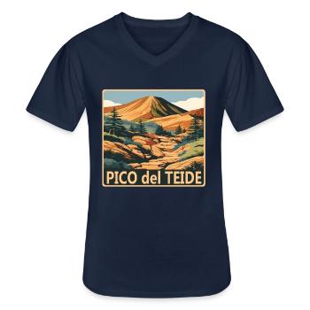 Pico del Teide Tenerife - Klassiek mannen T-shirt met V-hals - navy - Voor - AI Model Male 178 dark (178cm)