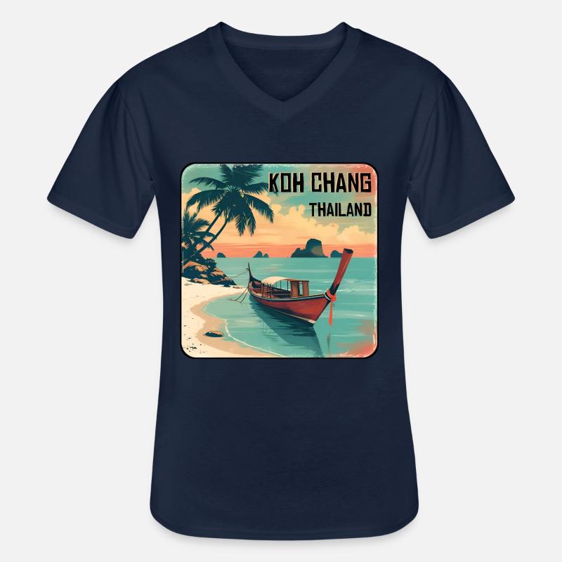 Koh Chang - Men's V-Neck T-Shirt - navy