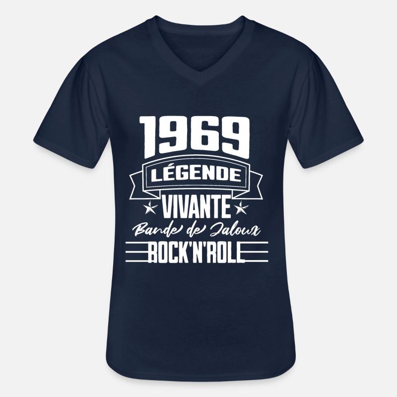 1969 Lebende Legende, Rock'n'Roll BLC - Männer-T-Shirt mit V-Ausschnitt - Navy