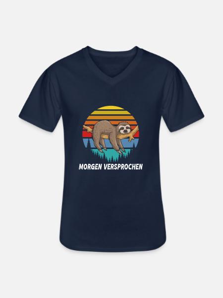 Morgen versprochen Faultier - Männer-T-Shirt mit V-Ausschnitt - Navy