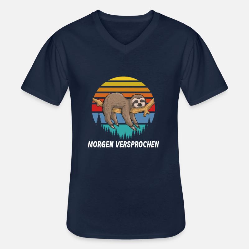 Morgen versprochen Faultier - Männer-T-Shirt mit V-Ausschnitt - Navy
