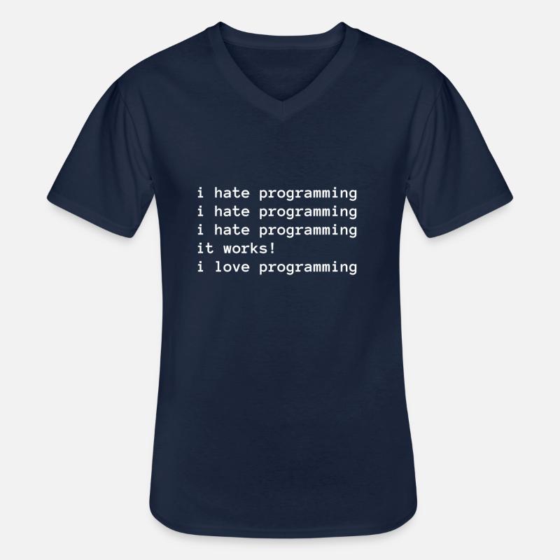 I hate programming - I love programming - Men's V-Neck T-Shirt - navy