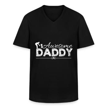 Daddy - Men's V-Neck T-Shirt - black - Front - AI Model Male 178 dark (178cm)