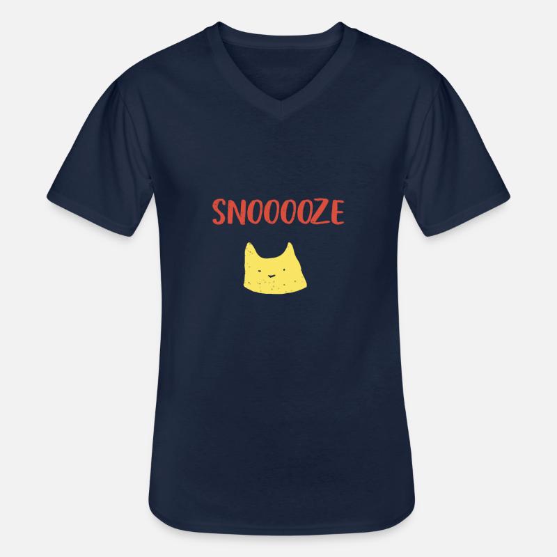 snooze katze Langschläfer - Männer-T-Shirt mit V-Ausschnitt - Navy