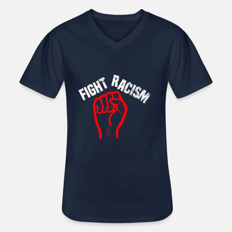 racism fight Faust - Männer-T-Shirt mit V-Ausschnitt - Navy