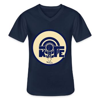 KITE kitesurfen - Klassiek mannen T-shirt met V-hals - navy - Voor - AI Model Male 178 dark (178cm)