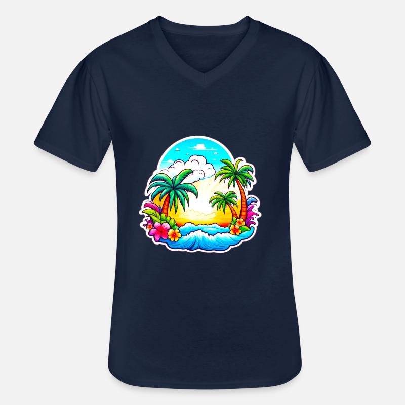 Urlaubsreif 02 - Männer-T-Shirt mit V-Ausschnitt - Navy
