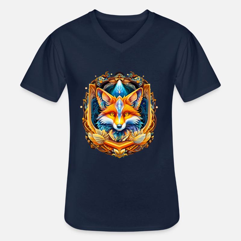 Mystifying Fox - Männer-T-Shirt mit V-Ausschnitt - Navy