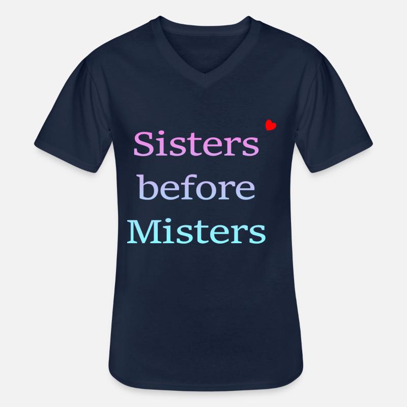 sisters before misters - Männer-T-Shirt mit V-Ausschnitt - Navy