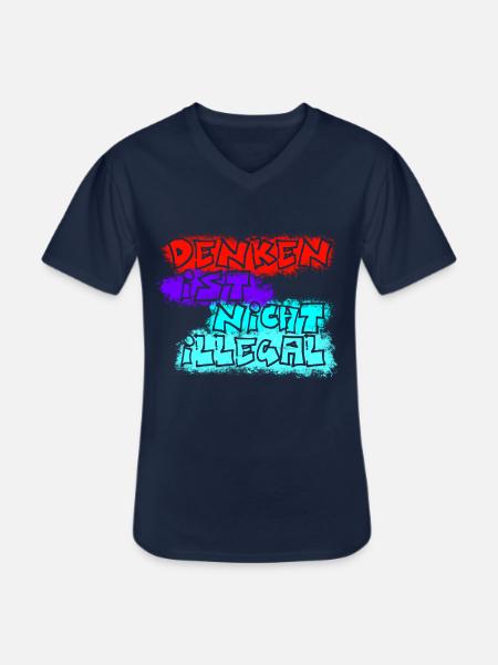 denken nicht illegal rot - Männer-T-Shirt mit V-Ausschnitt - Navy