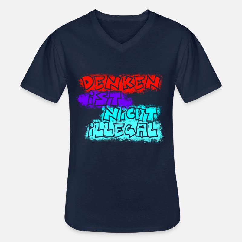 denken nicht illegal rot - Männer-T-Shirt mit V-Ausschnitt - Navy