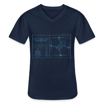 Drohne Quadrokopter Blueprint Drohnenpilot - Männer-T-Shirt mit V-Ausschnitt - Navy - Vorne - AI Model Male 178 dark (178cm)