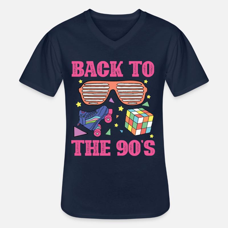 90s 90er - Männer-T-Shirt mit V-Ausschnitt - Navy