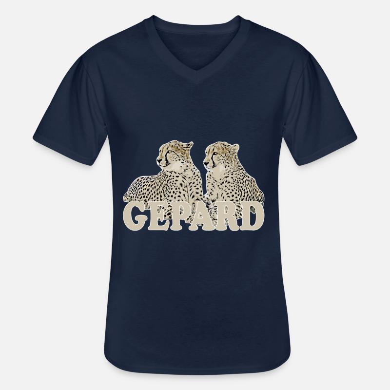 Gepard - Männer-T-Shirt mit V-Ausschnitt - Navy