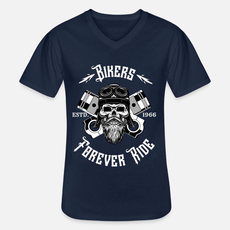 Einen Motard-Look. - Männer-T-Shirt mit V-Ausschnitt - Navy