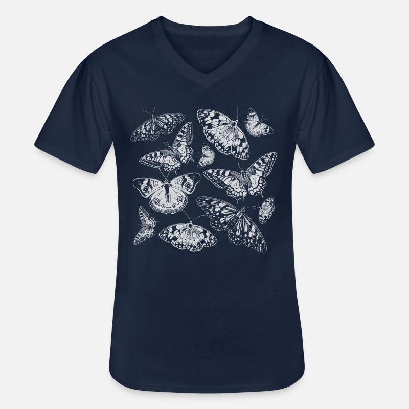 Weiße Schmetterlinge - Männer-T-Shirt mit V-Ausschnitt - Navy