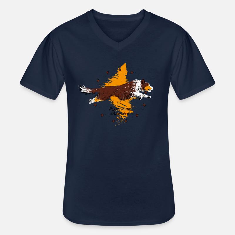 red Australian Shepherd - Männer-T-Shirt mit V-Ausschnitt - Navy