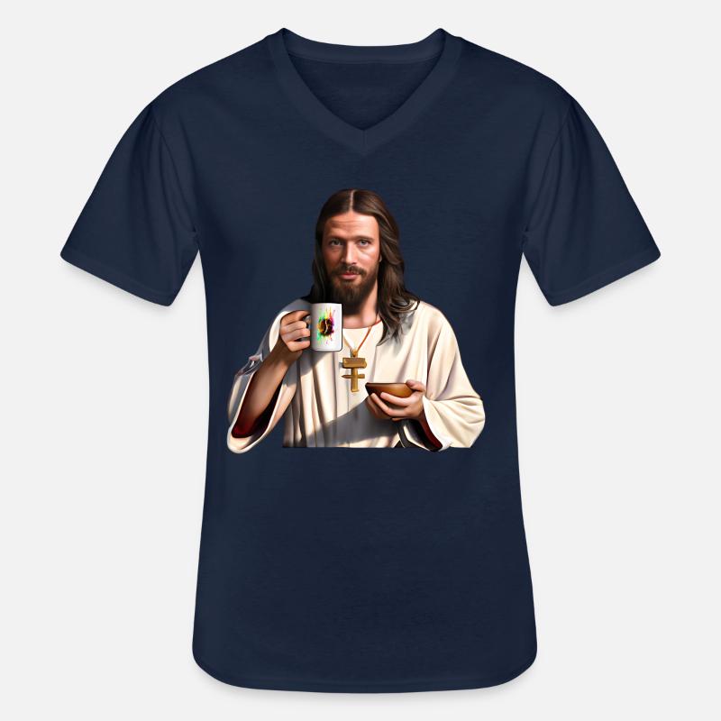 Jesus mochte Kaffee - Männer-T-Shirt mit V-Ausschnitt - Navy